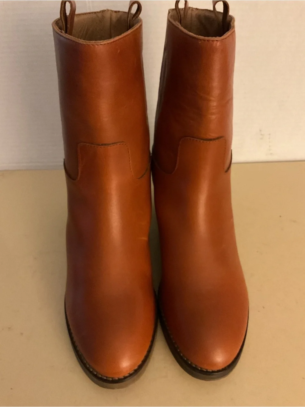 Free People women Cognac Leather Heeled Boots US 9 - Picture 13 of 14